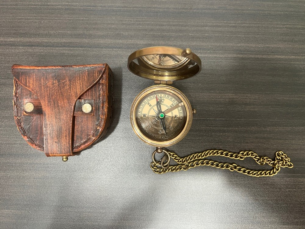 Bronze Compass with Leather Case