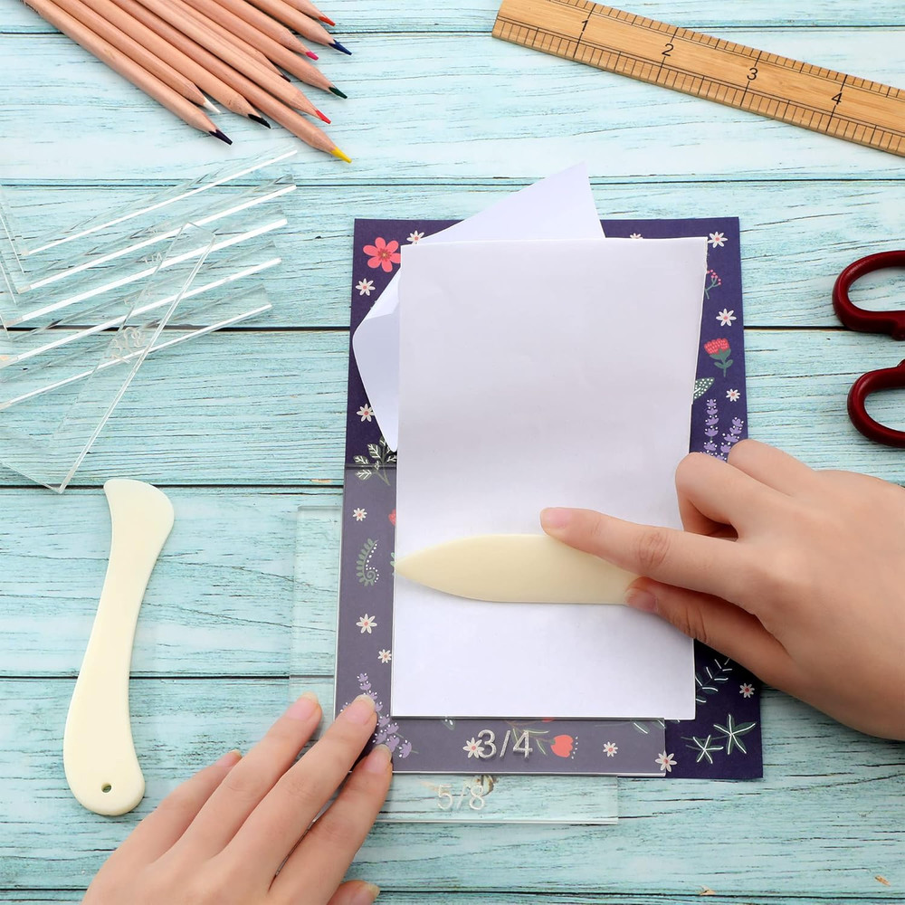 10 Pieces Creative Positioning Pieces Card Corners Helpers with Bone Folder Tool