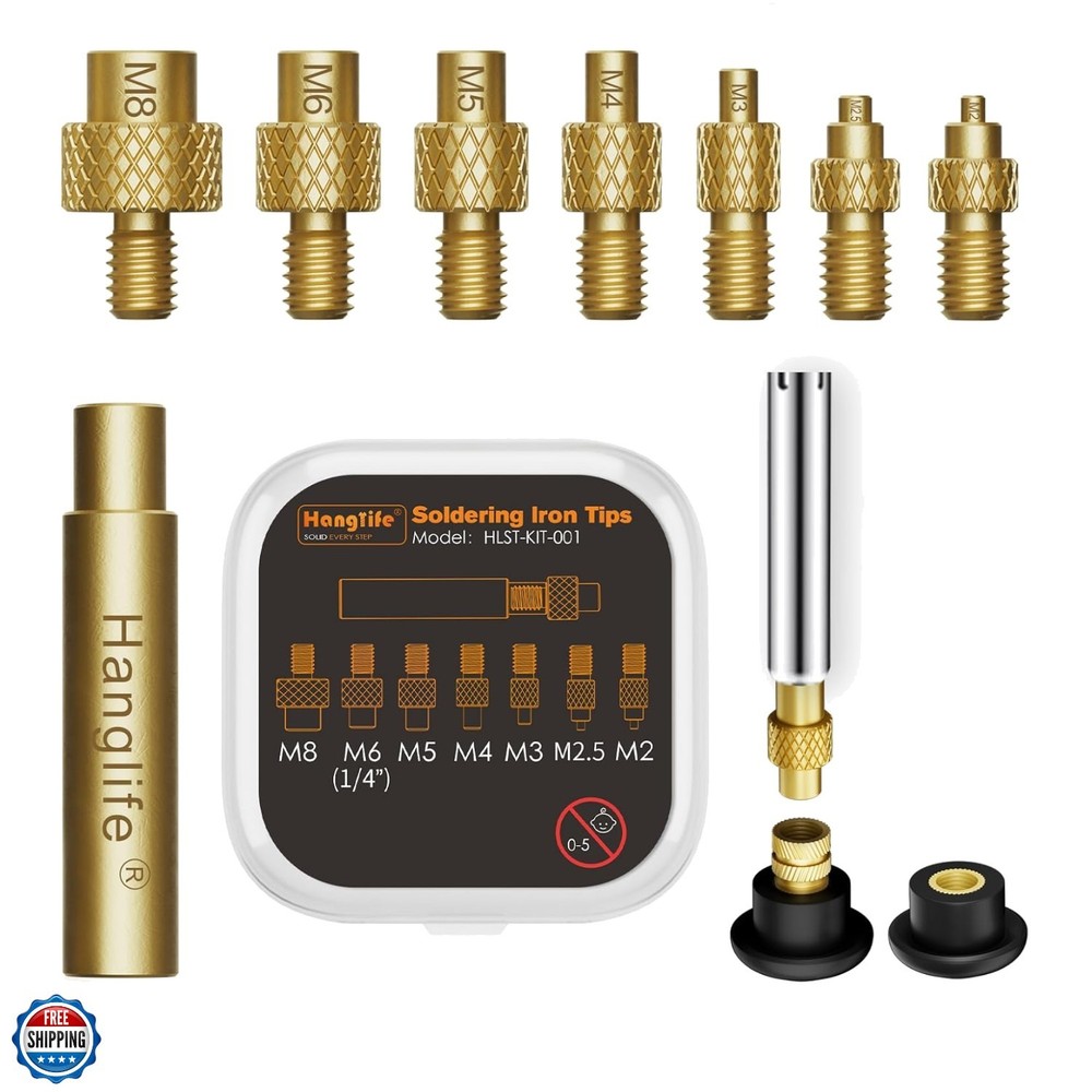 Heat-Set Insert Tips for Threaded Inserts M2 M2.5 M3 M4 M5 M6 M8, Soldering I...