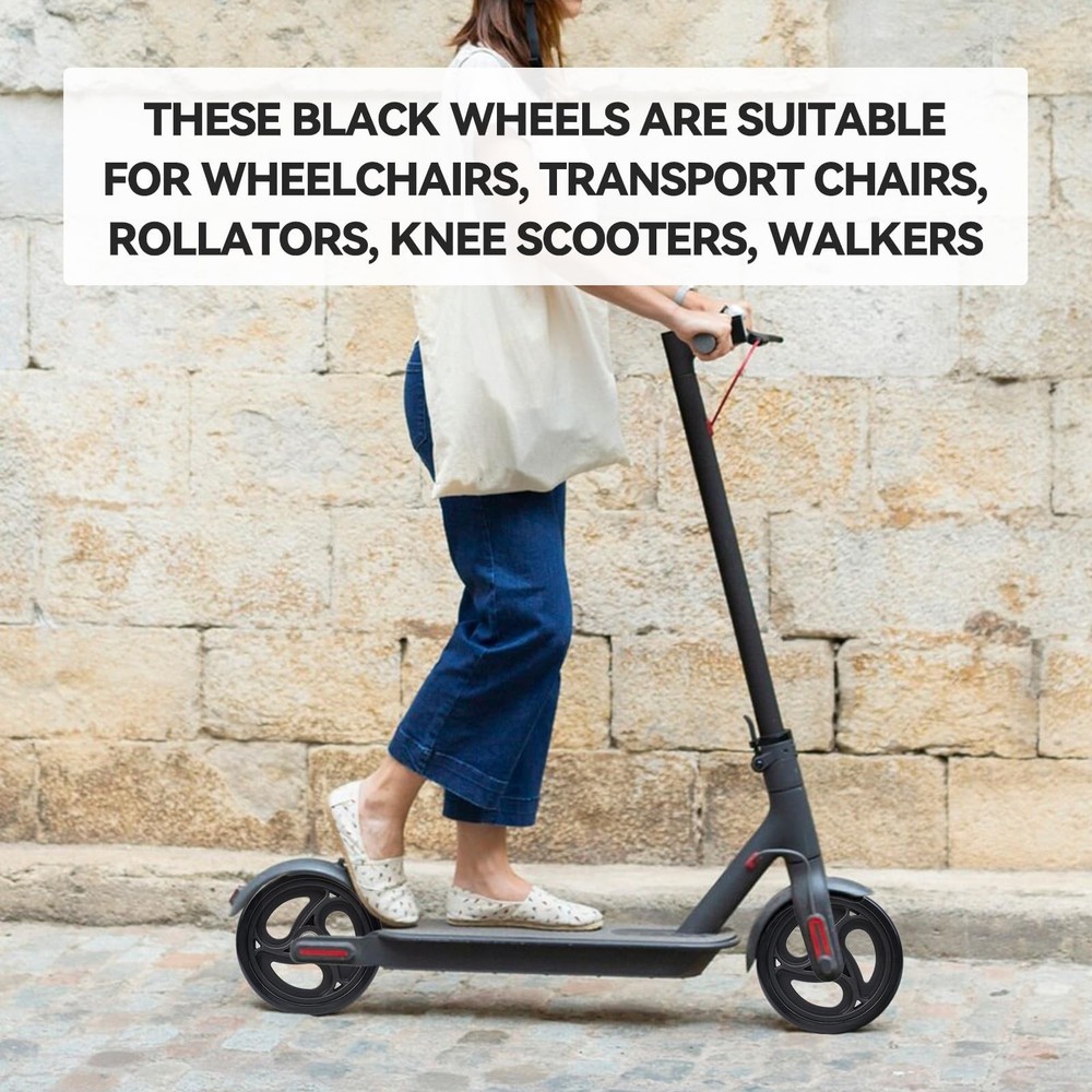 Wealrit Black Solid Walker Wheels Replacement - 6 Inch Drive Rollator Wheels ...