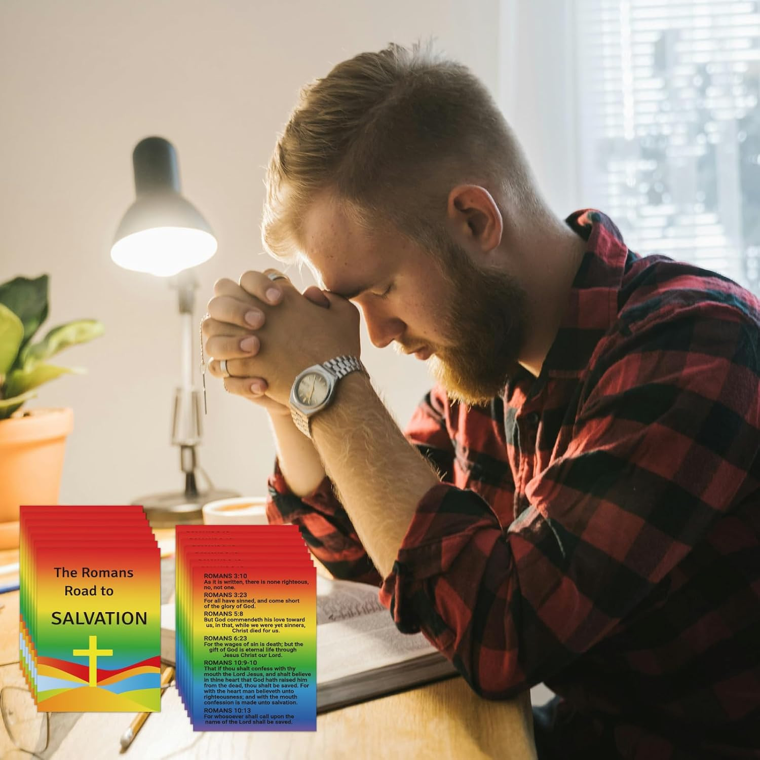 240pcs The Romans Road to Salvation Gospel Tracts Plan of Salvation Prayer Cards