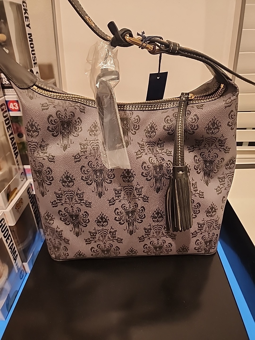 Disney Dooney & Bourke Haunted Mansion Wallpaper print Hobo Bag Purse Tassels