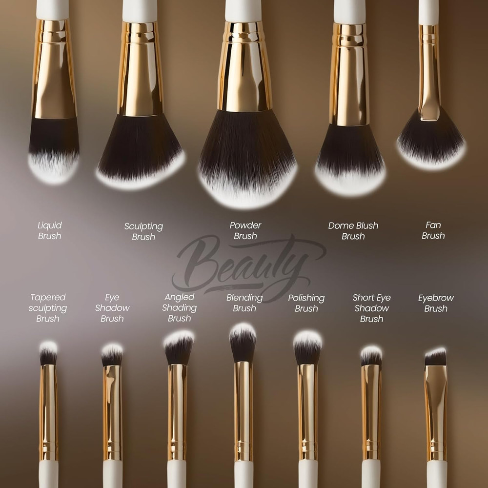Makeup Brushes Set 12 Piece Professional & Beginner Friendly, Soft Synthetic Bri