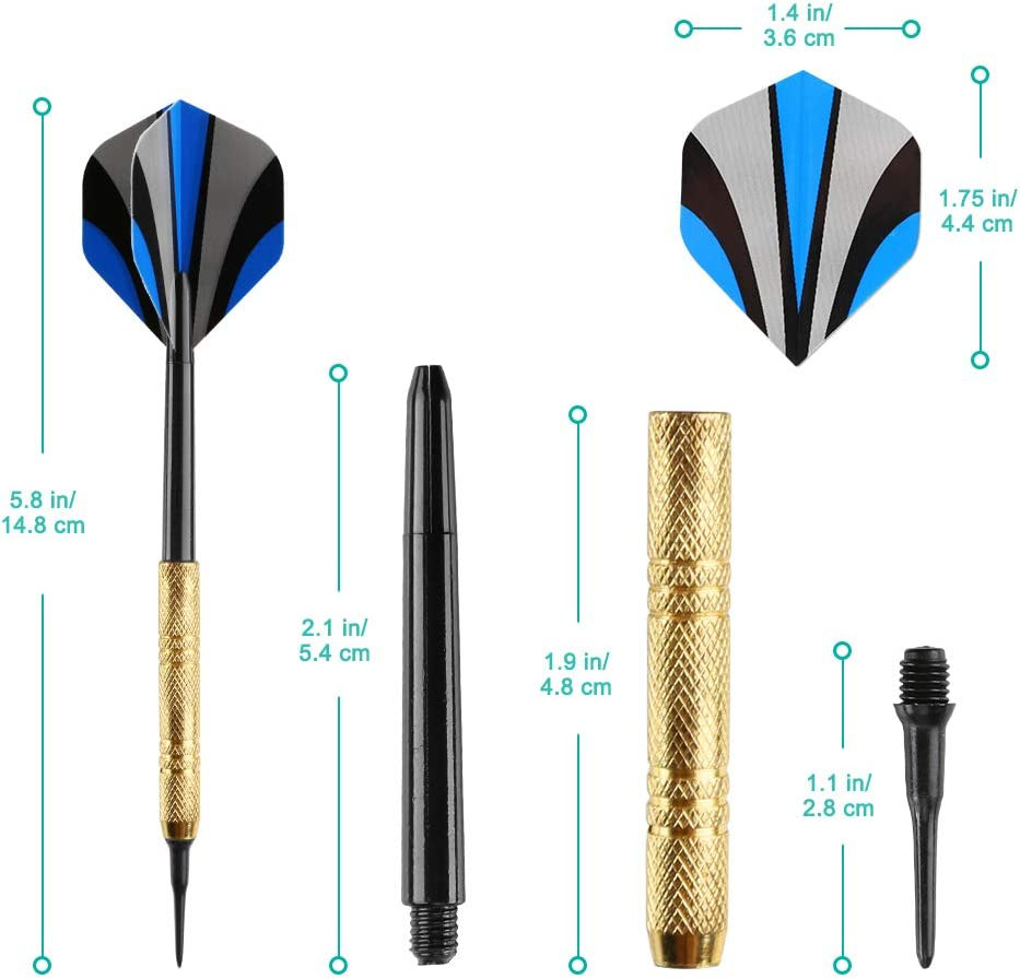 12 Pcs Soft Tip Darts Set, 14G Darts with 36 Black 2BA Replacement Tips