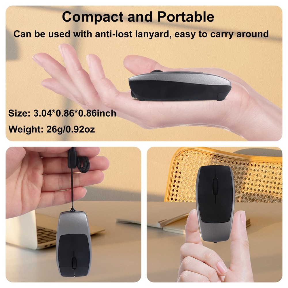 Bluetooth Mouse Rechargeable Portable Mini Computer Mice TF Card Reader Grey