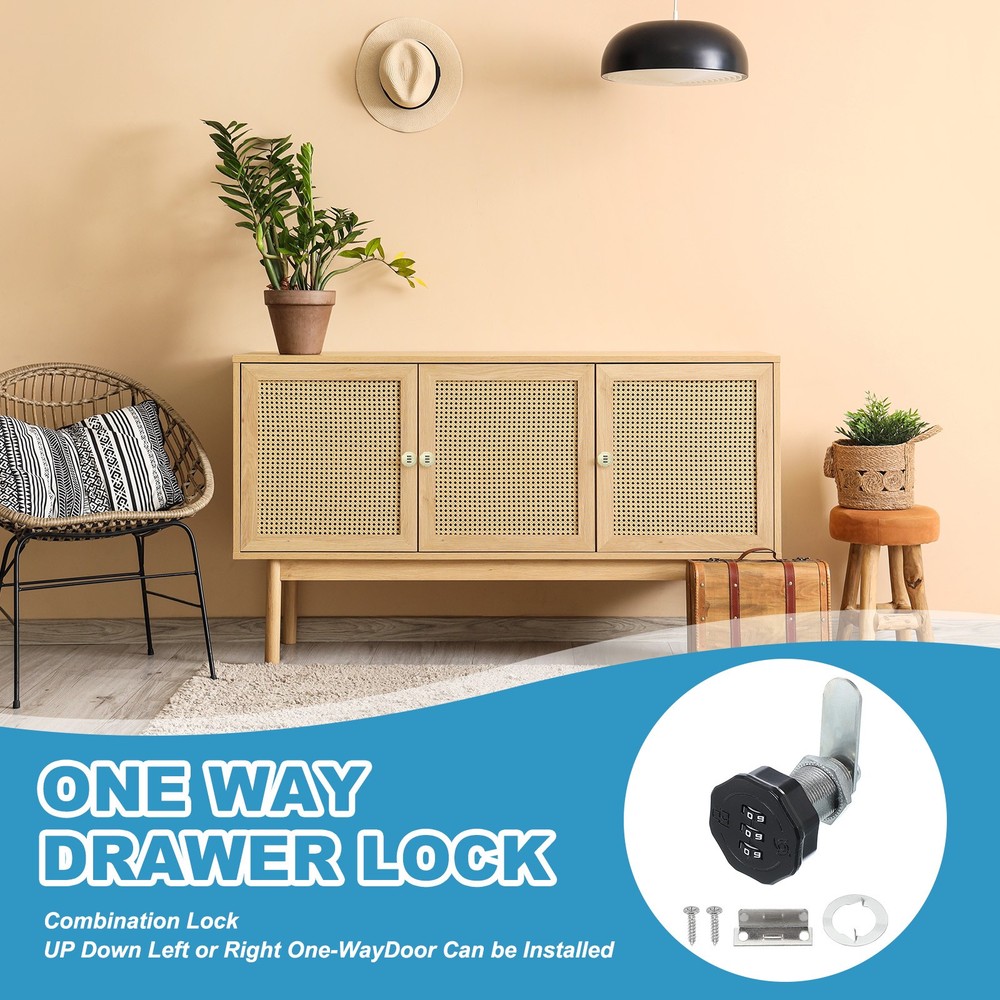 1-3/16" Combination Cabinet Cam Lock Cylinder Password Coded Lock Black