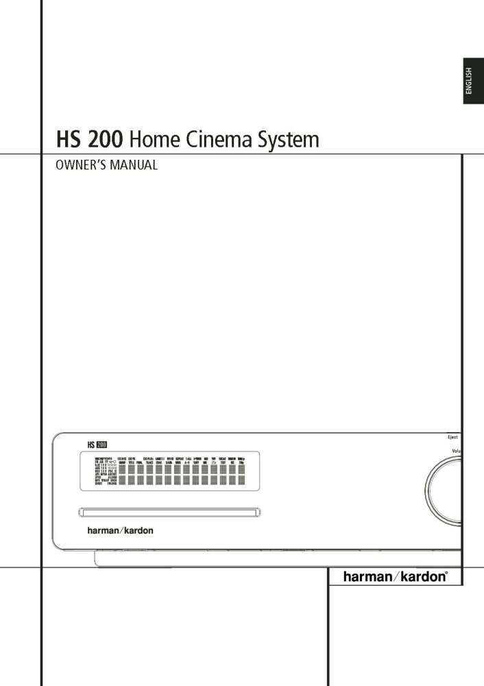Harman Kardon HS200 Receiver Owners Manual