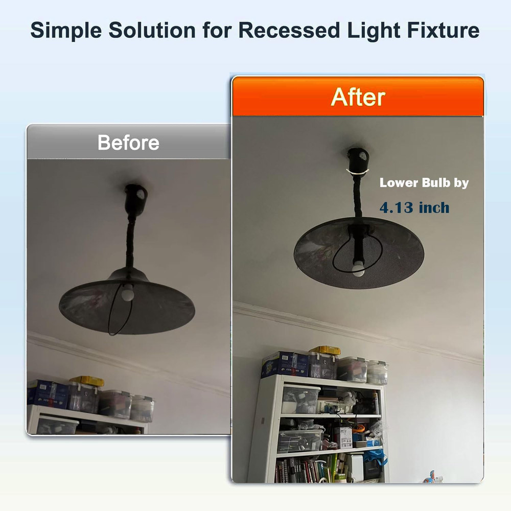 5.31 Inches Light Socket Extender, E26 to E27 Light Bulb Extension Socket Lamp L