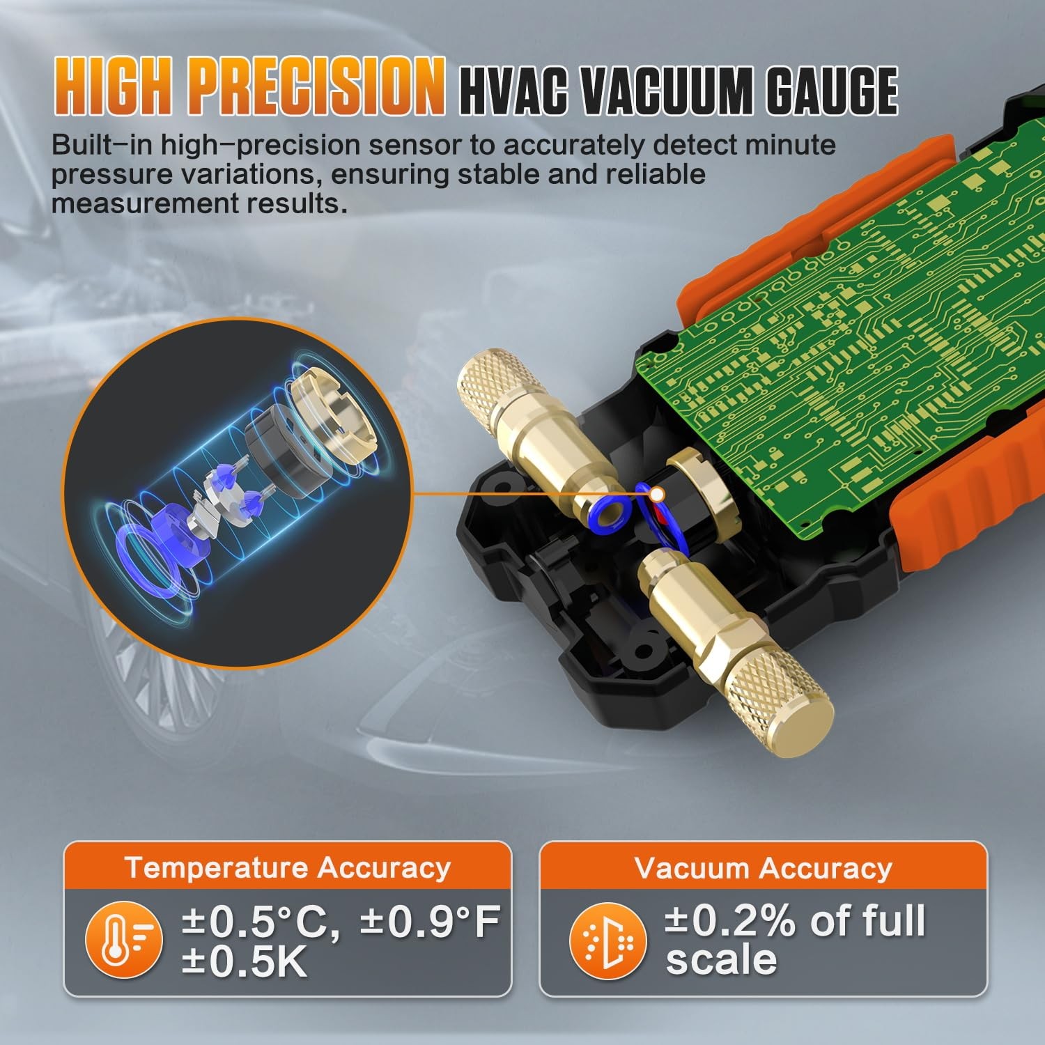 Digital Vacuum Gauge HVAC Vacuum Meter Pressure Leak Tester 0-2000 mbar Range