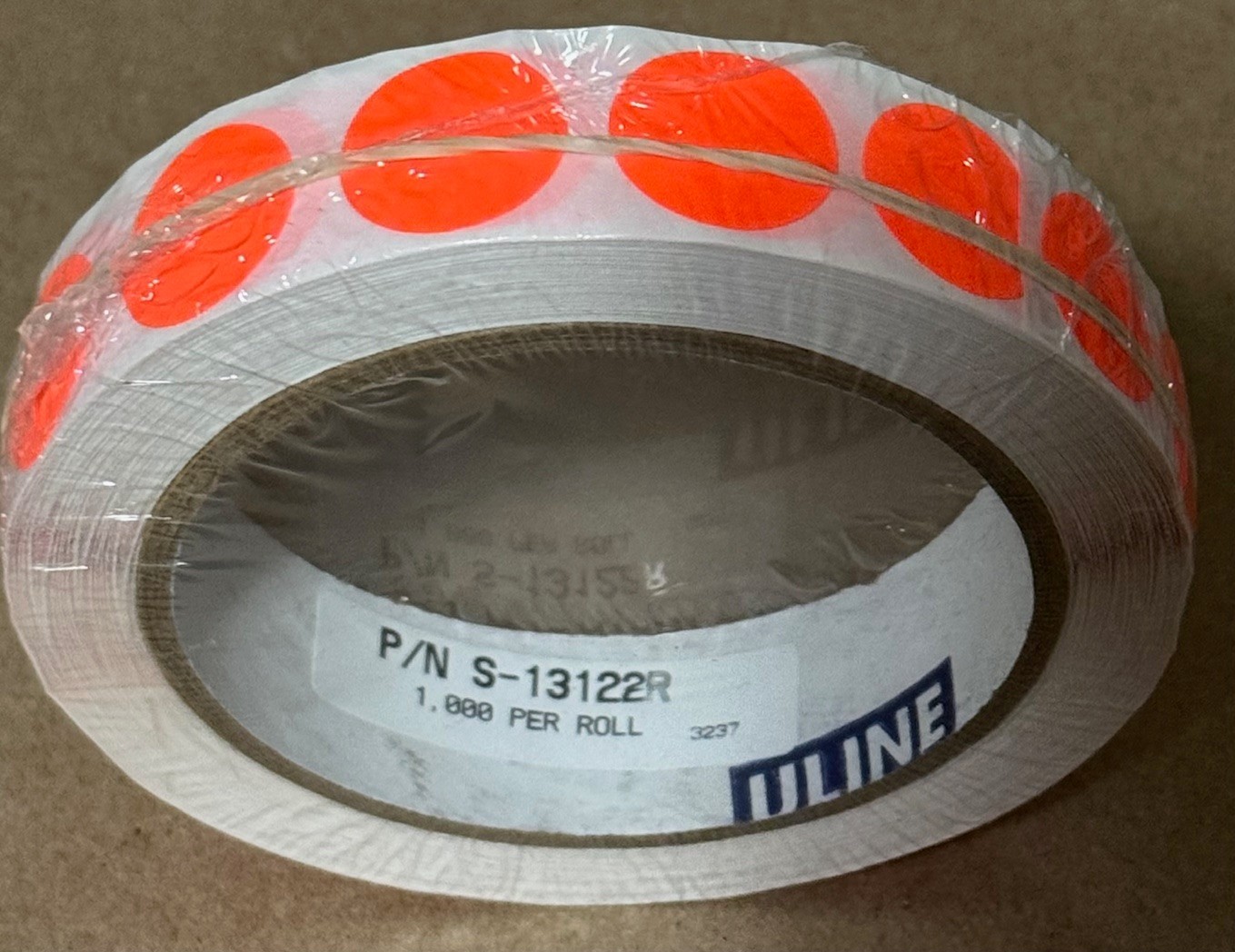 SEALED ROLL 1000 ULINE ORANGE 3/4" REMOVABLE ADHESIVE CIRCLE DOT LABELS STICKERS