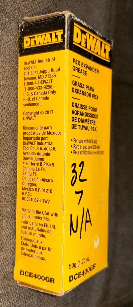 DEWALT PEX 2.04-oz Expander Grease Model#DCE400GR