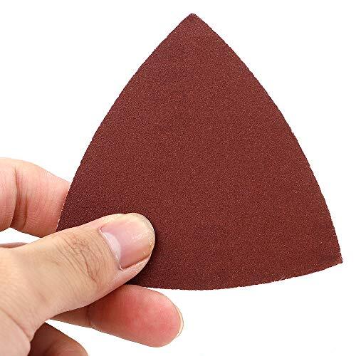 100 Pcs Triangle Hook & Loop Sandpaper Fit 3-1/2 Inch Oscillation Multi Tool