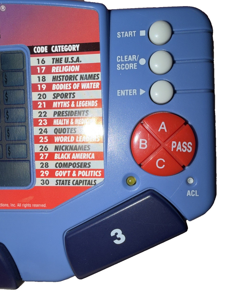 Tiger Electronics Jeopardy Handheld Game With Answer/question Book + Instruction