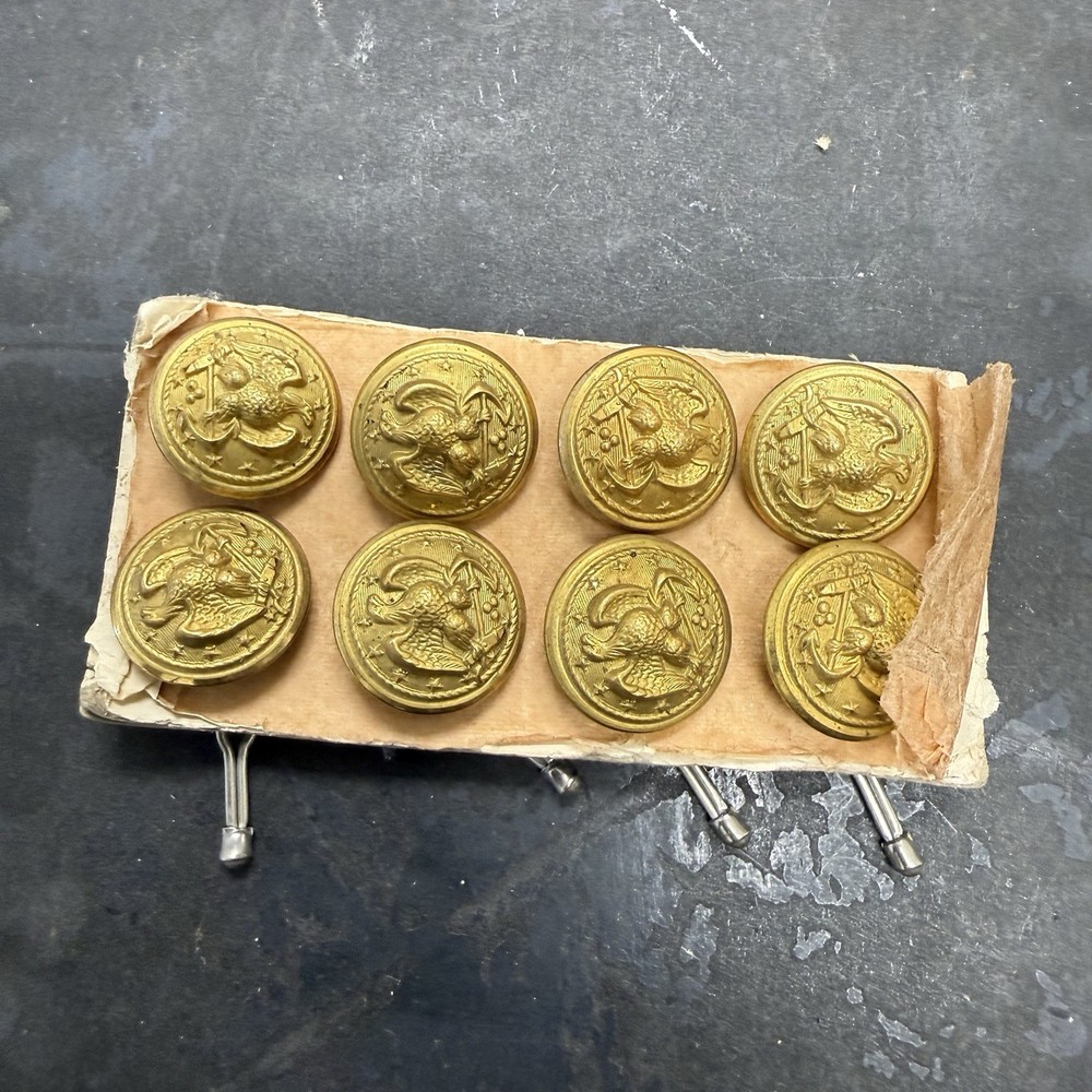 Original WWII US Navy Officer Uniform Button Set Unused Mint