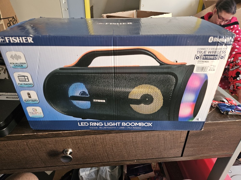 Fisher LED Bluetooth Boombox, Tested, DISCRIPTION