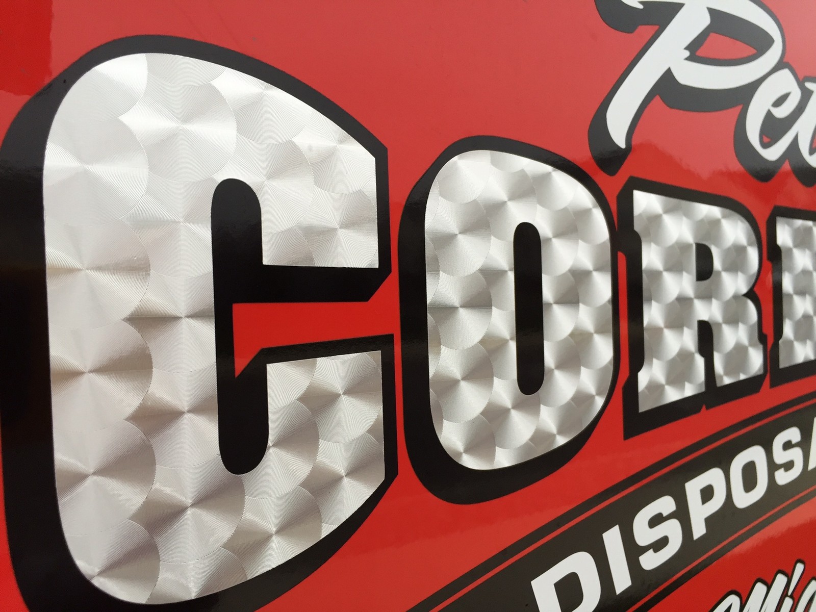 Large Engine Turn Sign Vinyl 24" x 30 ft, SILVER, Traditional Metallic Signage