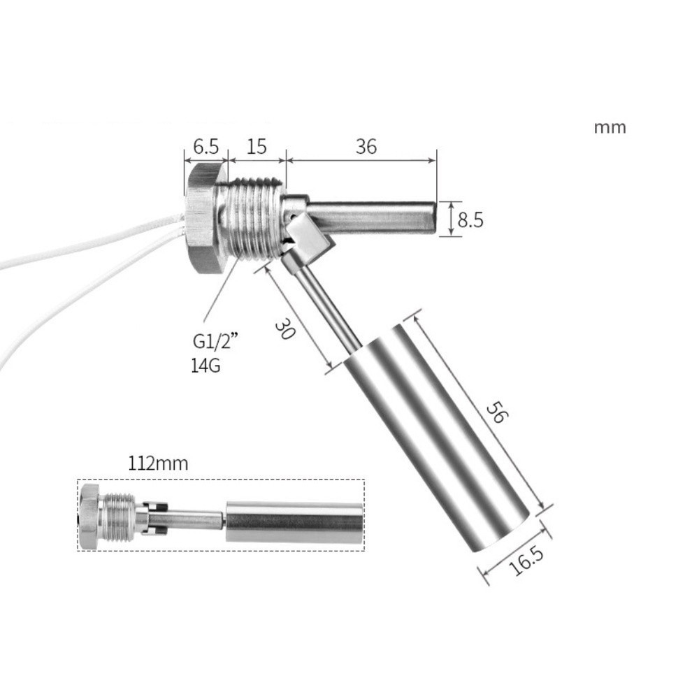 Stainless Steel Level Sensor G12 Thread Compatible with Air Conditioner Systems