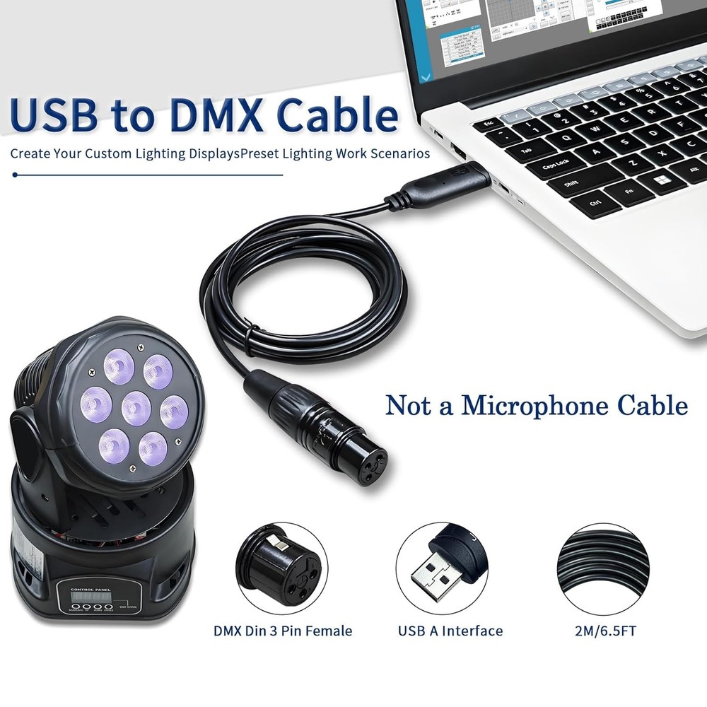 USB to DMX Interface Adapter Cable with FT232RNL Chip Support Freestyler/QLC+/