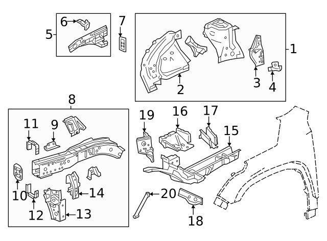 Driver Side Front Compartment Inner Side Rail Front Reinforcement (84505343)