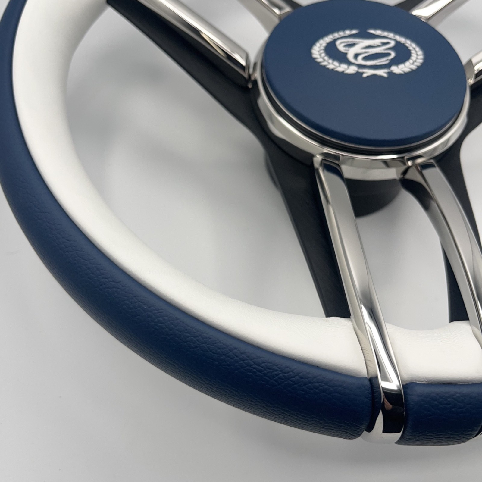 Cobalt Boat Steering Wheel Stainless Steel Spoke Leather Rim | Cobalt Boats Logo