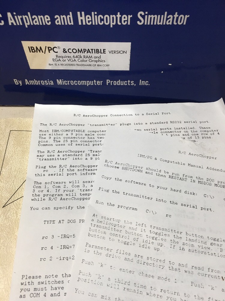 Vintage RC Aerochopper Flight Simulation System Ambrosia-Microcomputer-IBM PC