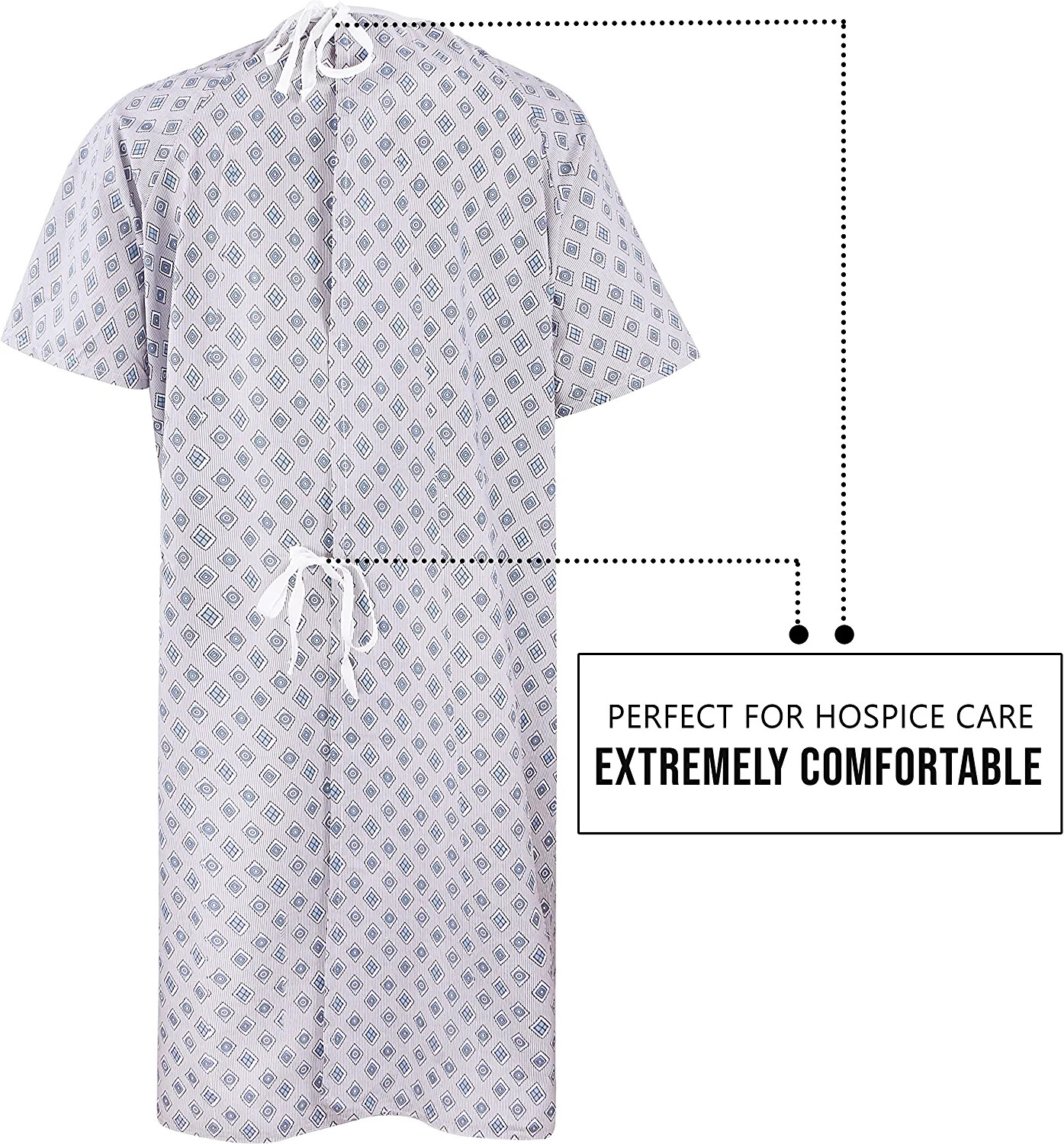 6 Pack Cotton Blend Unisex Hospital Gown, Back Tie, 45" L & 61" W Utopia Care