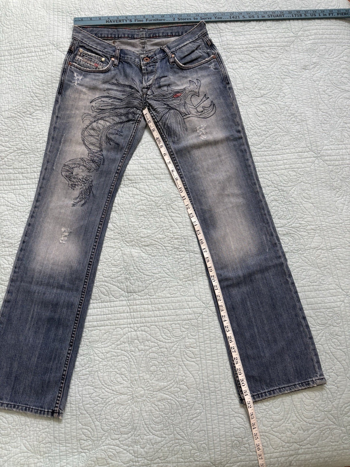 Vintage 90’s/Y2K Diesel Embroidered Dragon Low Rise Button-Fly Jeans - Rare!