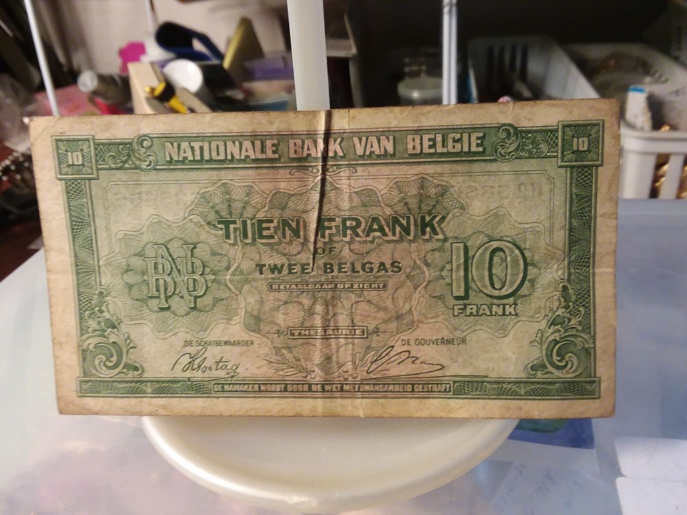 WWII Belgium - 1943 10  Franks Note