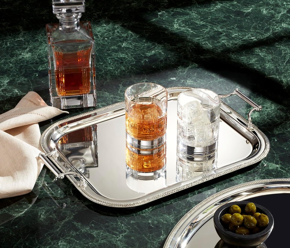 Reed & Barton Rectangle Silverplate Tray with Handles, Metallic