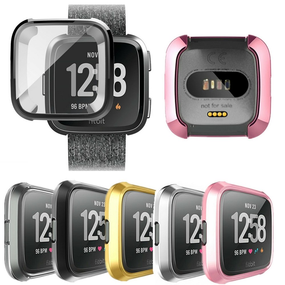 Silicone Protective TPU Case with Screen Protector Frame Cover For Fitbit Versa
