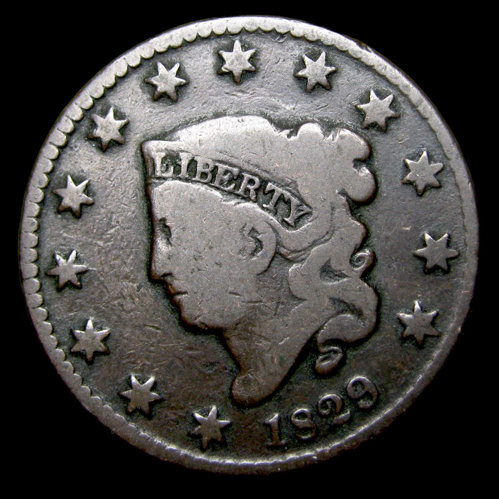 1829 Coronet Head Large Cent Penny ---- Nice Condition Type Coin ---- #034U