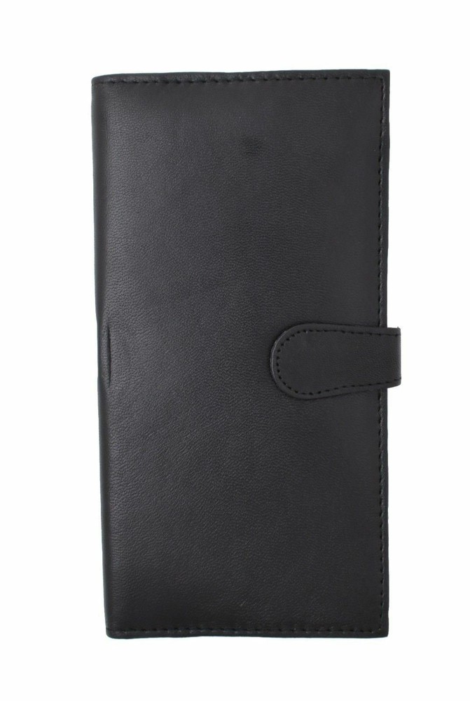 Genuine Leather PLAIN Checkbook Cover Black with Snap Closure NEW!!!