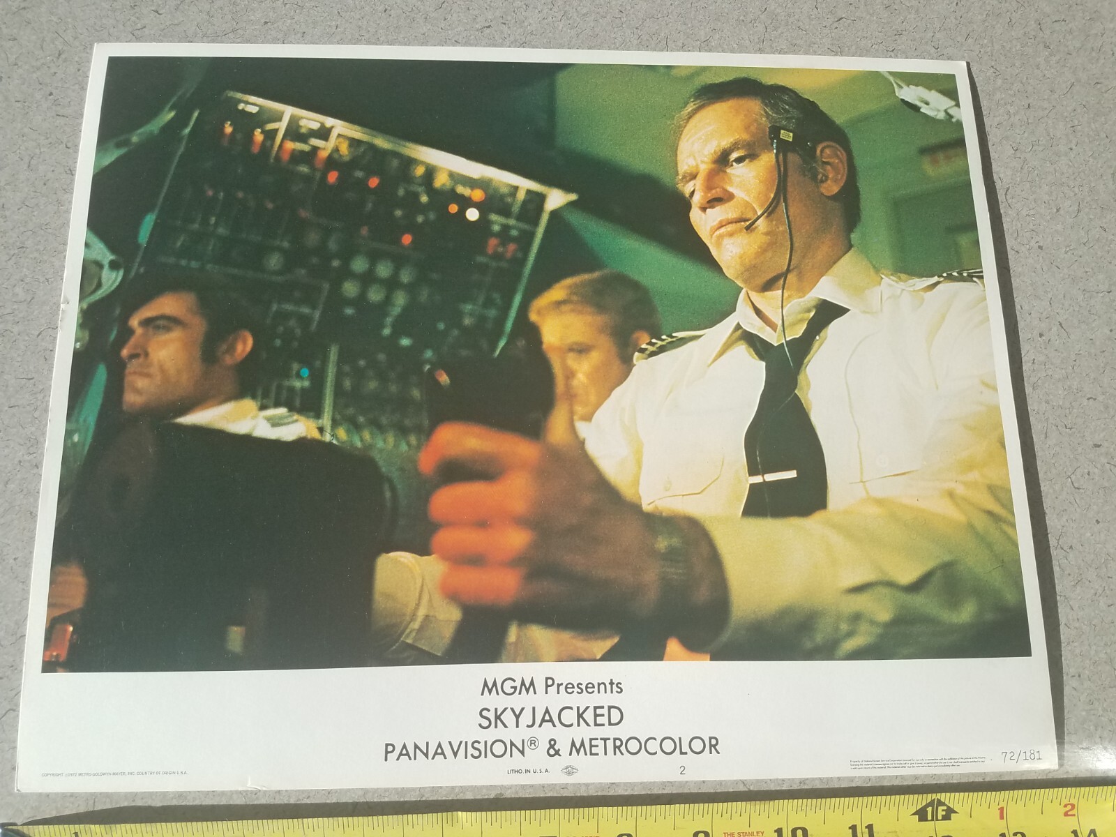 1972 Lobby Card Poster Skyjacked Charlton Heston