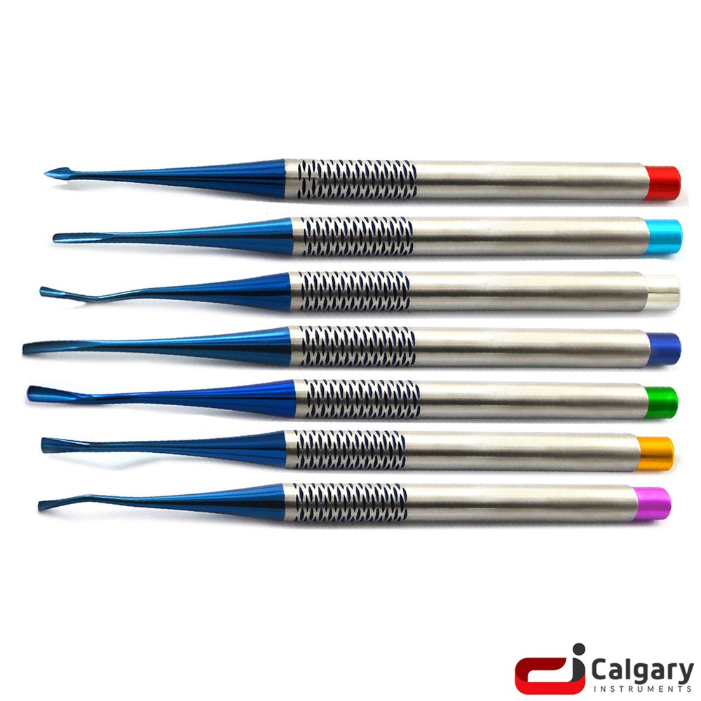 Set of 7 Dental PDL Luxating Root Elevators Precise Periotomes Tips Titanium Lab