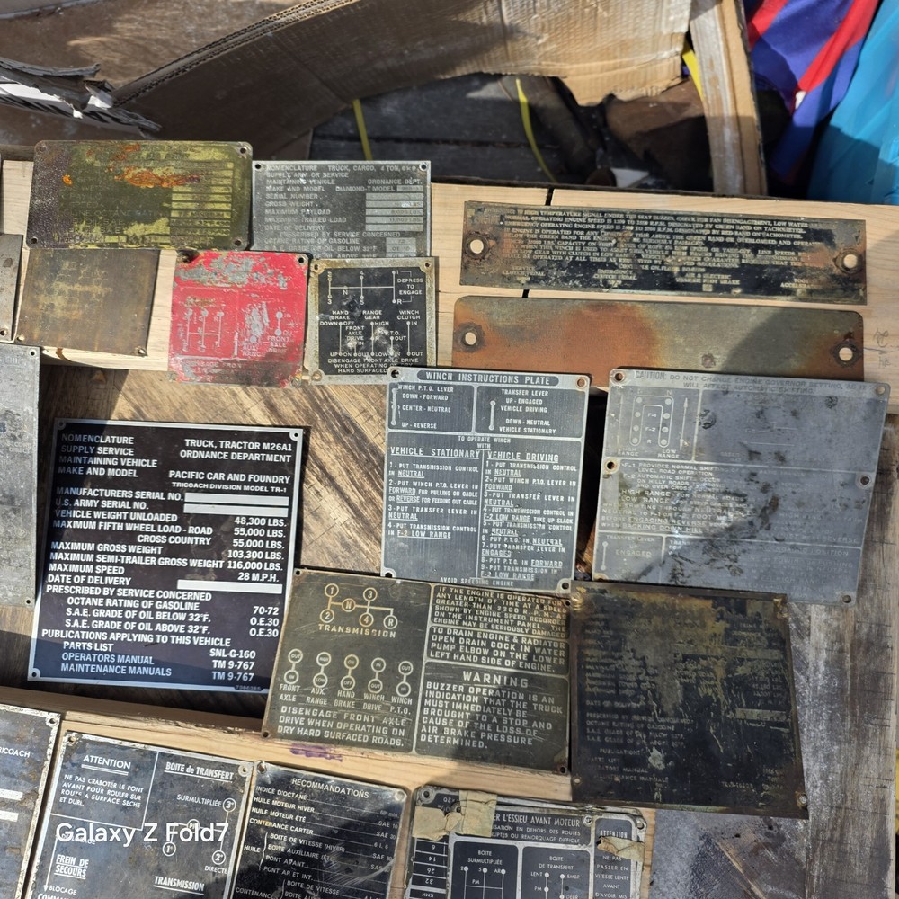 WWll Vehicle Data Plates US & FOREIGN