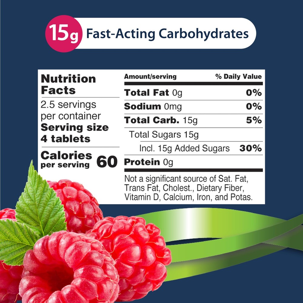 TRUEplus Glucose Tablets, Raspberry, 6x 10ct Tubes - Fast Acting