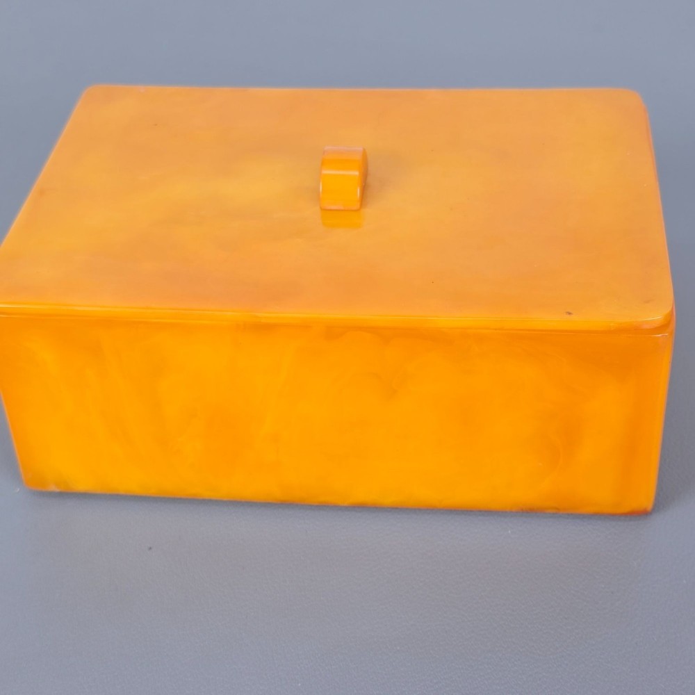 Orange Butterscotch Bakelite Trinket/Jewelry Rectangular Storage Cigarette Box