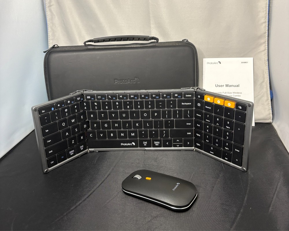 ProtoArc Foldable Keyboard and Mouse, XKM01 True Full-Size Folding w/ Carry Case