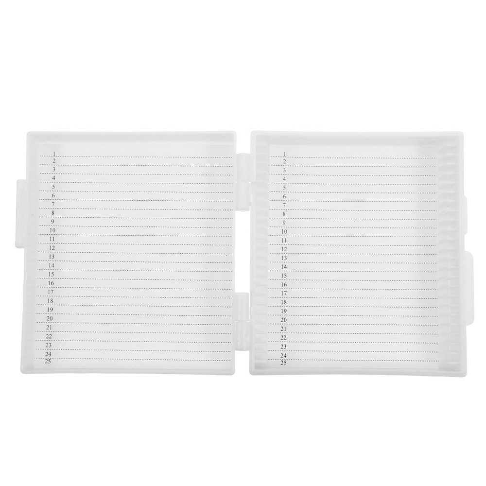 Plastic Slide Storage Box: 25 Slots Laboratory Microscope Slide Holder -