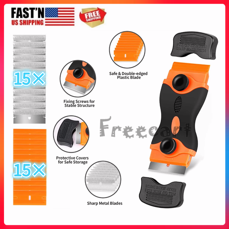 30PCS Razor Blade Scraper Double Edge Razor Scraper Remover Tool Labels Stickers
