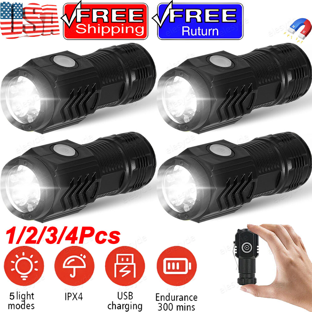 LED Tactical Flashlight Super Bright Mini USB Rechargeable Camping Flashlight US