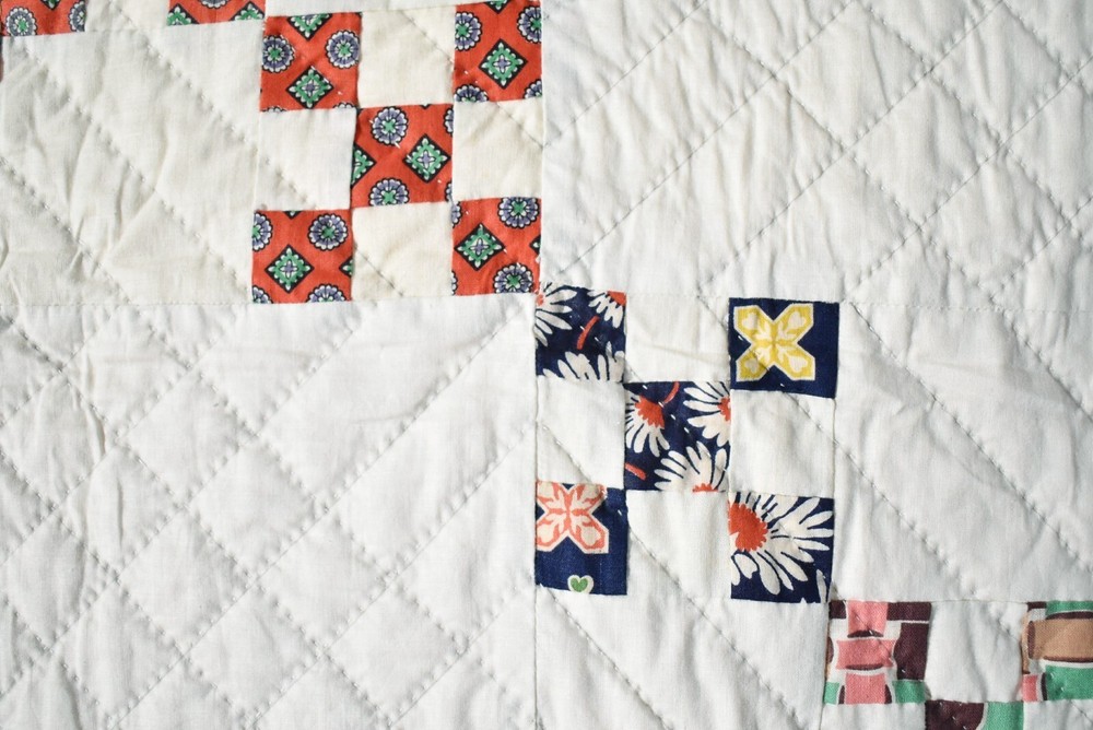 Vintage Double Nine Patch Antique Quilt, Mint Condition ~Signed & Dated "1964"!