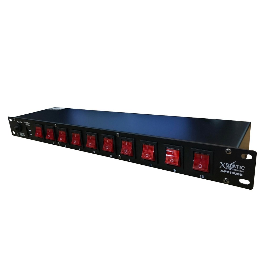 ProX X-PC10USB 10 Plug Rack Mount Power Distribution Switch With 2 USB Charging