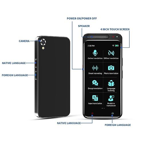 LTDNB LANGUAGE TRANSLATOR DEVICE SUPPORT 138 LANGUAGES TOUCH SCREEN - BLACK