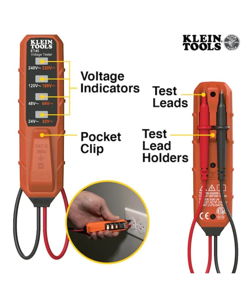Klein Tools ET40VP Digital AC/DC Voltage and GFCI Receptacle Electrical