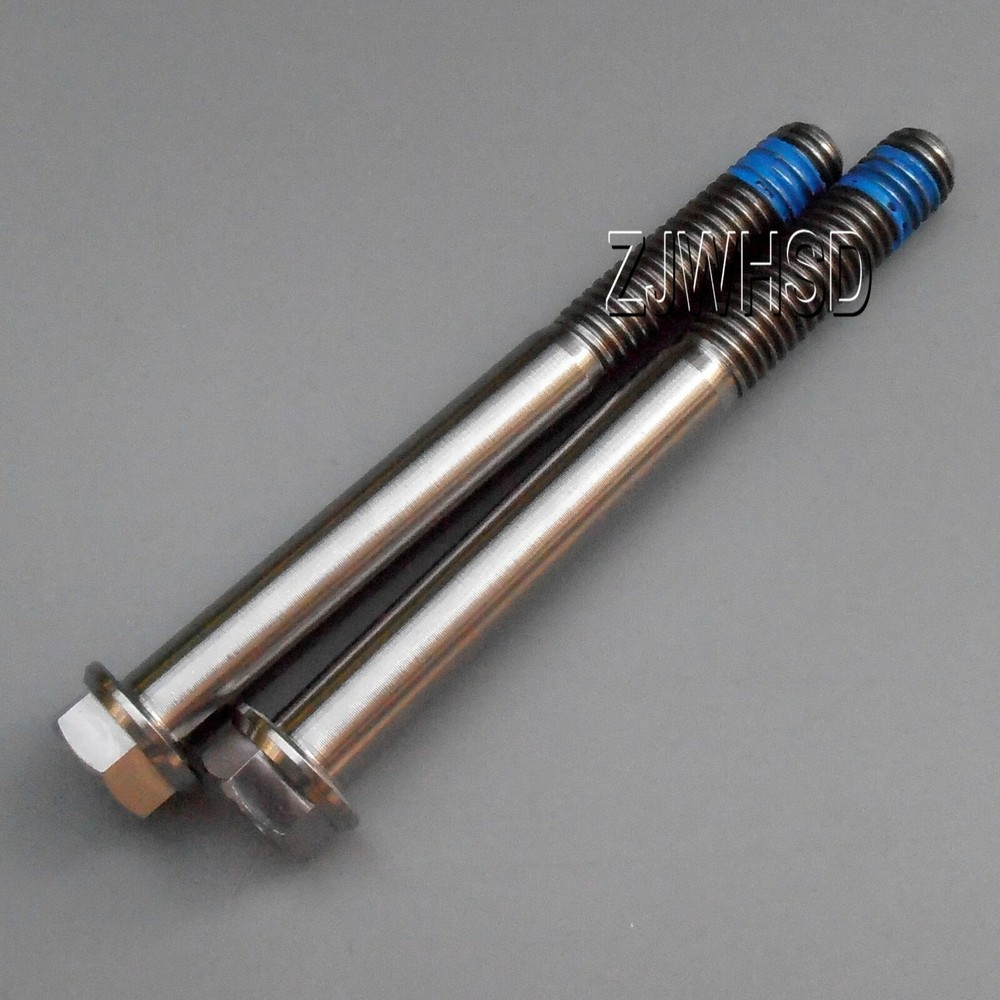 2pcs M8 x 75 Ti Titanium Screw Bolt Hexagon Hex Head Flange + Blue ThreadLocker