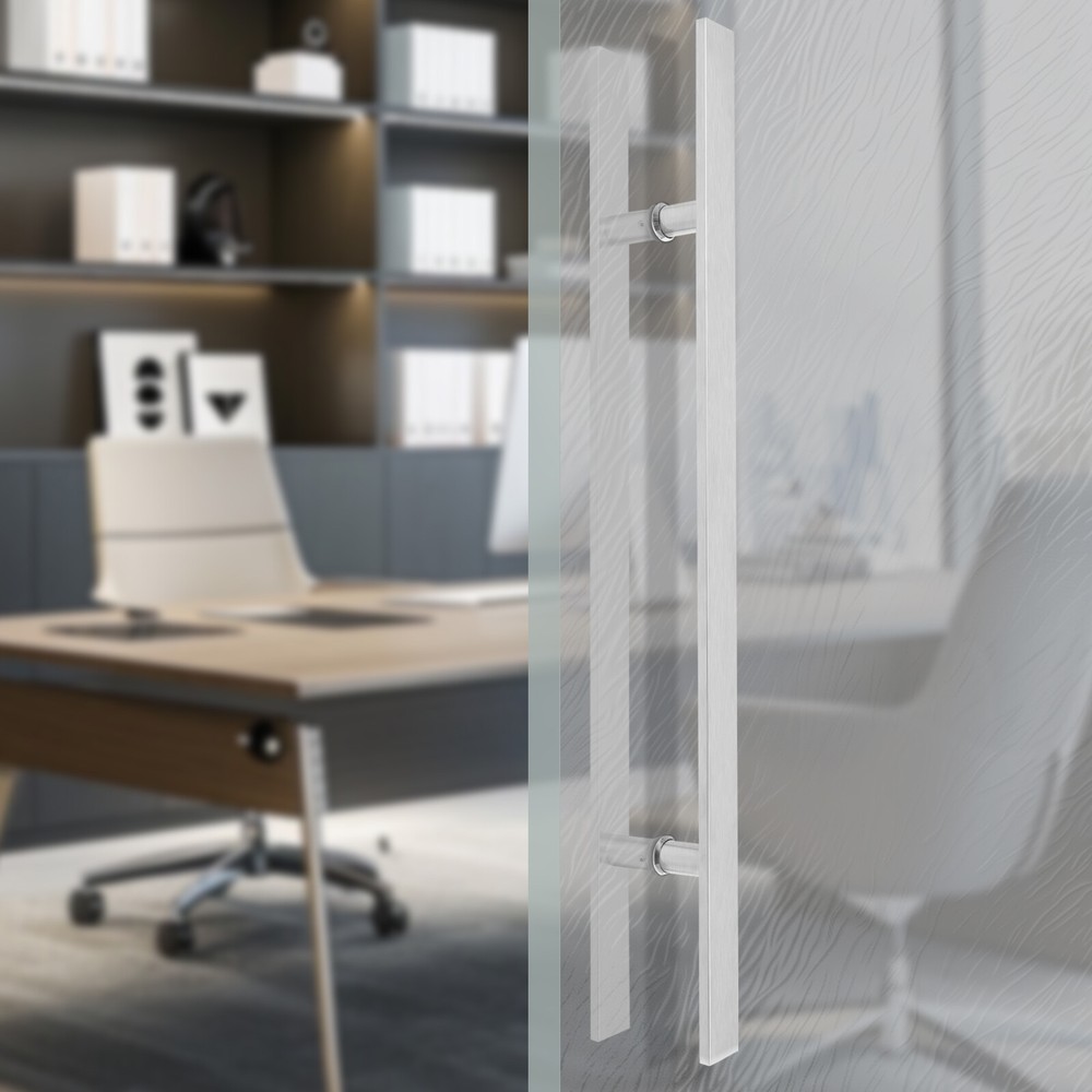 Double Sided Stainless Steel Door Handle Pair H Shape Door Pull Handle Silver