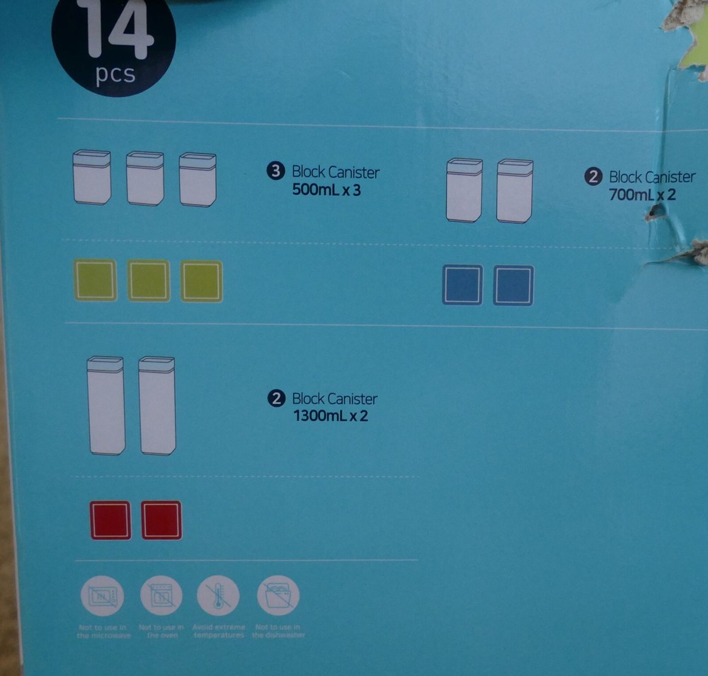 NIB 14 pc Glasslock Block Canister Set