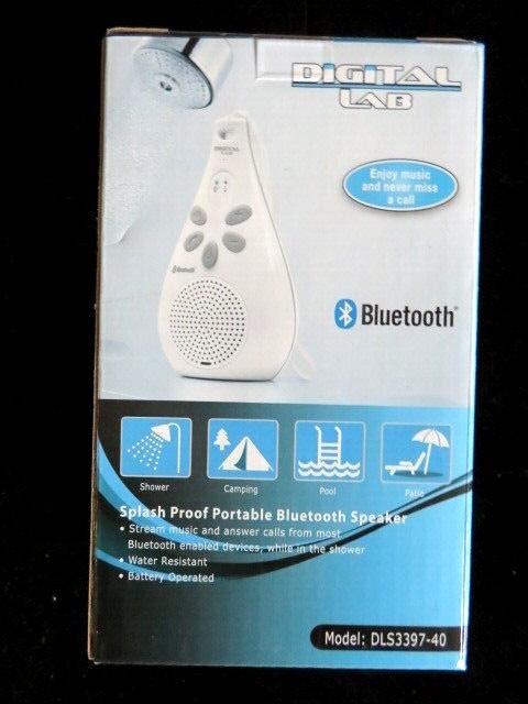 Splash-proof Bluetooth Speaker White-Digital Lab Bluetooth DLS3397-40-Portable