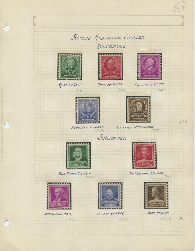 1940 FAMOUS AMERICANS, MNH & USED SETS